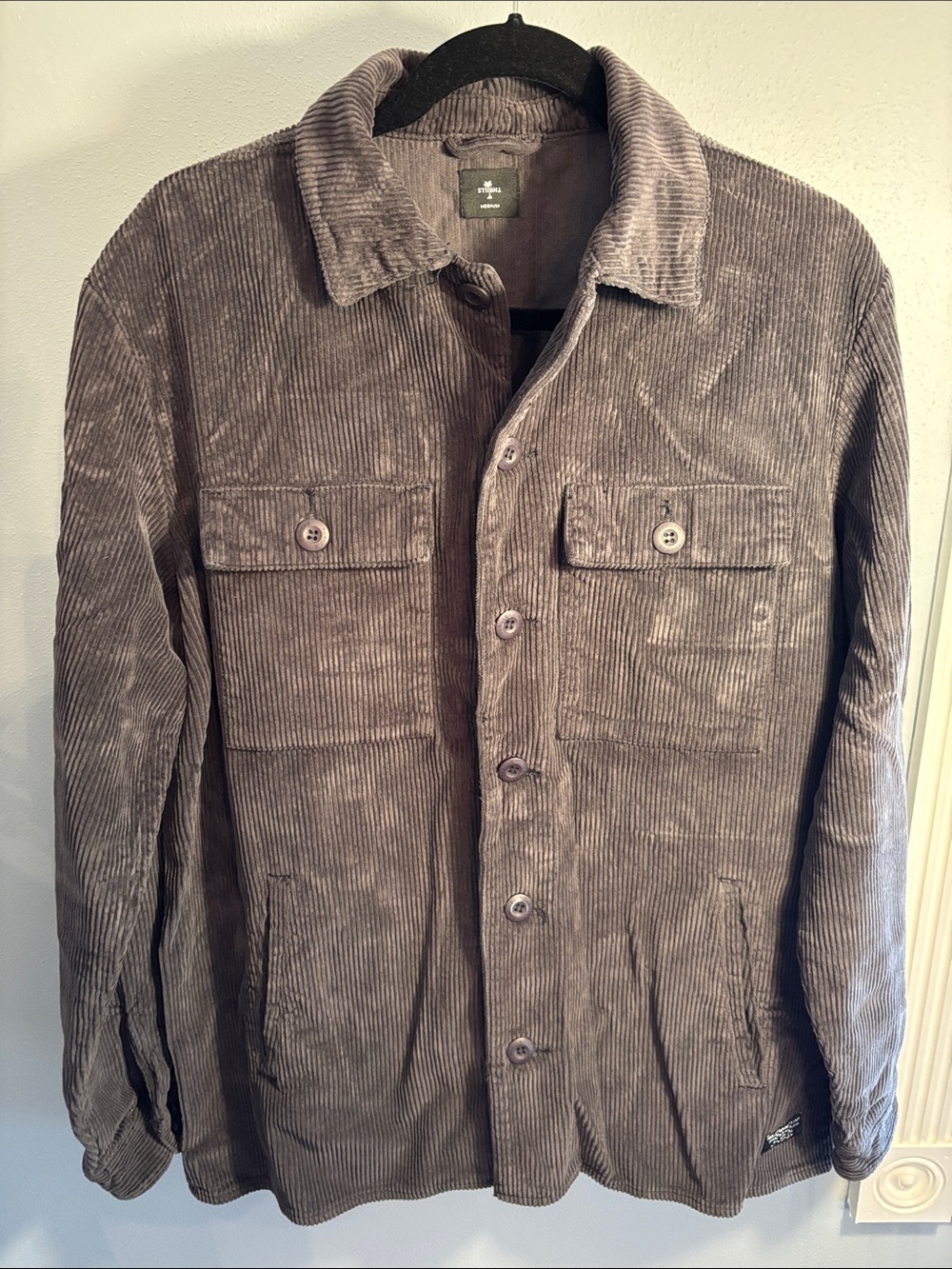 Thrills Men's Corduroy Shirt Jacket - Charcoal Steel Gray, Size Medium, EUC